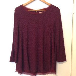 Anthropologie Postmark Maroon Textured Top - XL